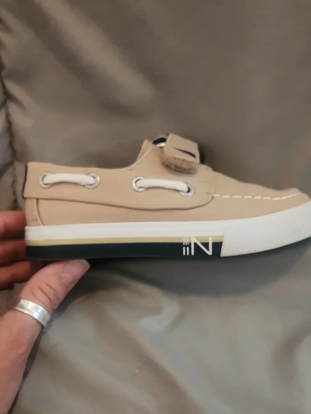 Nautica Tan Kids Boat Shoes with White Soles